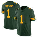 Green Bay #1 Parsons Player Football V Neck Short Sleeve Jersey Green Micah For Men Youth Women Gift