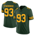 Green Bay #93 Stackhouse Player Football V Neck Short Sleeve Jersey Green Nazir For Men Youth Women Gift