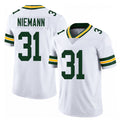 Green Bay #31 Niemann Player Football V Neck Short Sleeve White Jersey Nick For Men Youth Women Gift