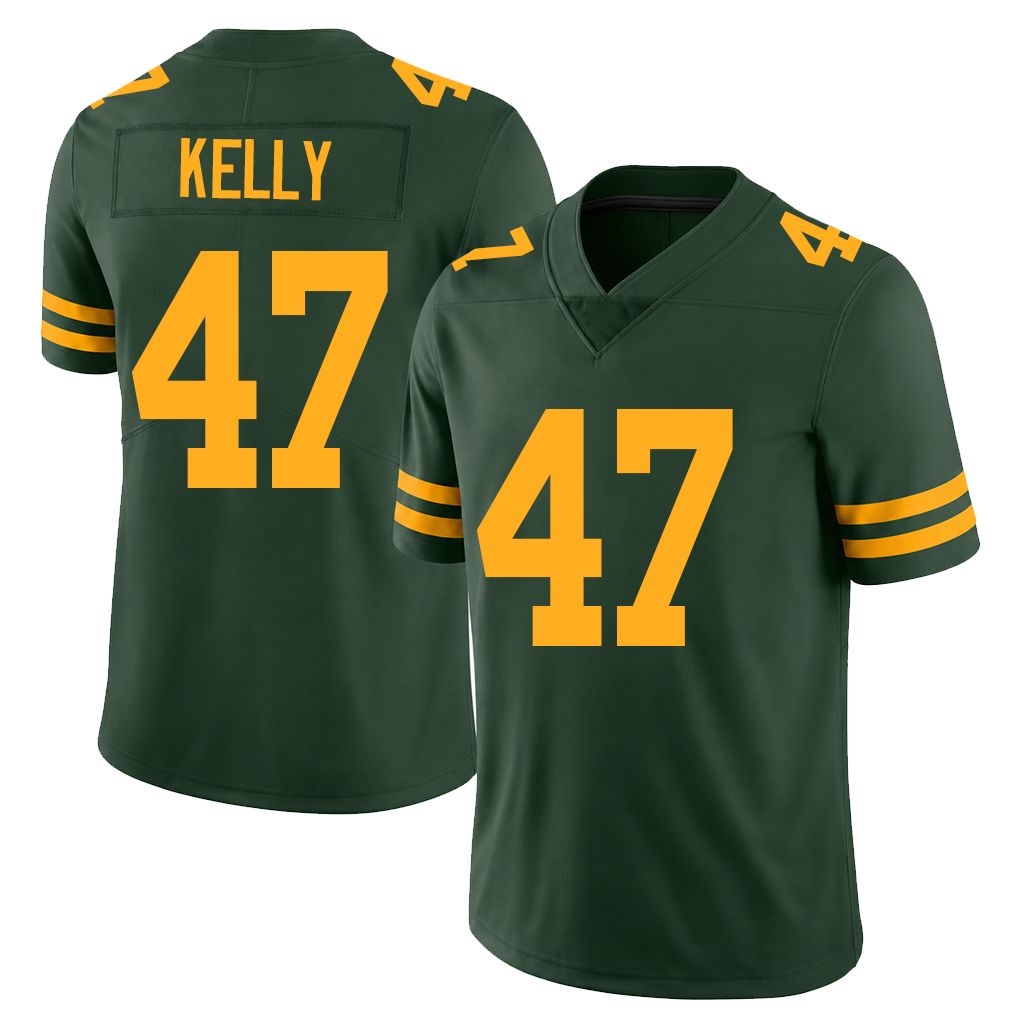 Green Bay #47 Kelly Player Football V Neck Short Sleeve Jersey Green Nyjalik For Men Youth Women Gift