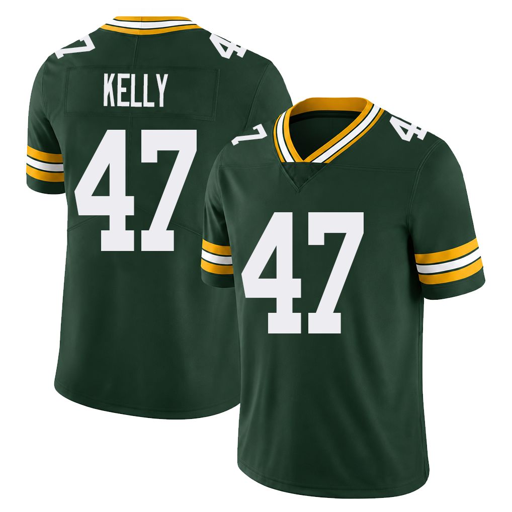 Green Bay #47 Kelly Player Football V Neck Short Sleeve Green Jersey Nyjalik For Men Youth Women Gift