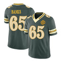Green Bay #65 Banks Player Football V Neck Short Sleeve Green Jersey Aaron For Men Youth Women Gift