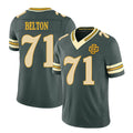 Green Bay #71 Belton Player Football V Neck Short Sleeve Green Jersey Anthony For Men Youth Women Gift