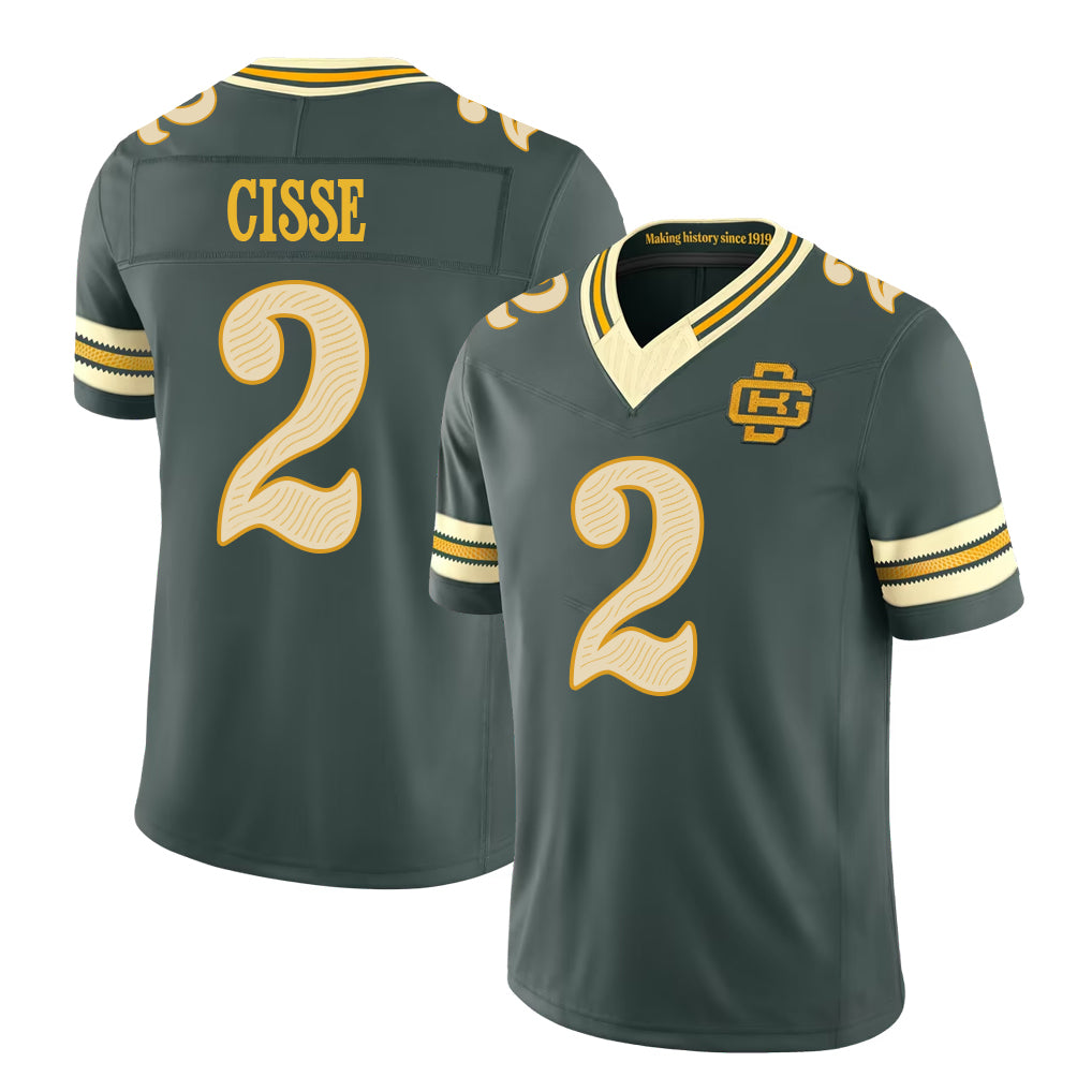 Green Bay #2 Cisse Player Football V Neck Short Sleeve Green Jersey Brandon For Men Youth Women Gift