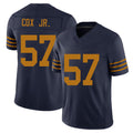 Green Bay #57 Cox Jr. Player Football V Neck Short Sleeve Navy Jersey Brenton For Men Youth Women Gift