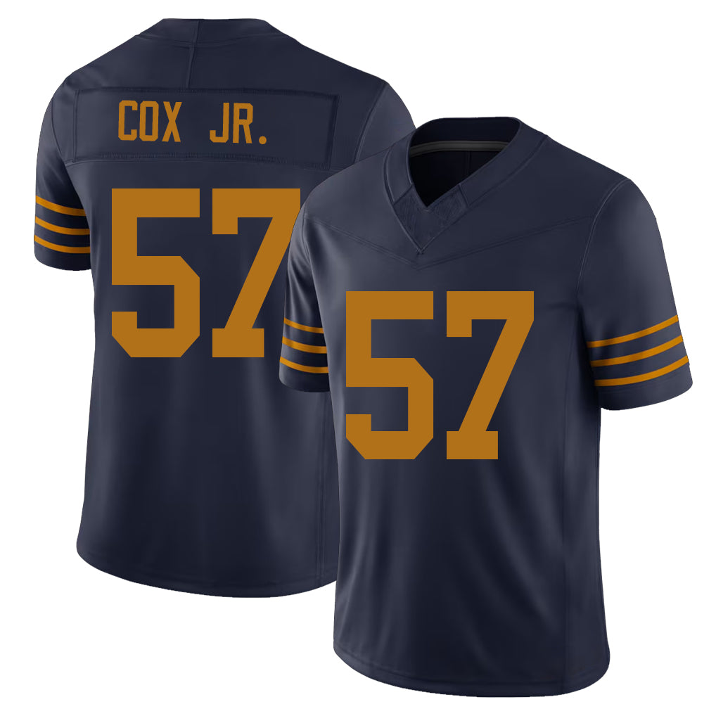 Green Bay #57 Cox Jr. Player Football V Neck Short Sleeve Navy Jersey Brenton For Men Youth Women Gift