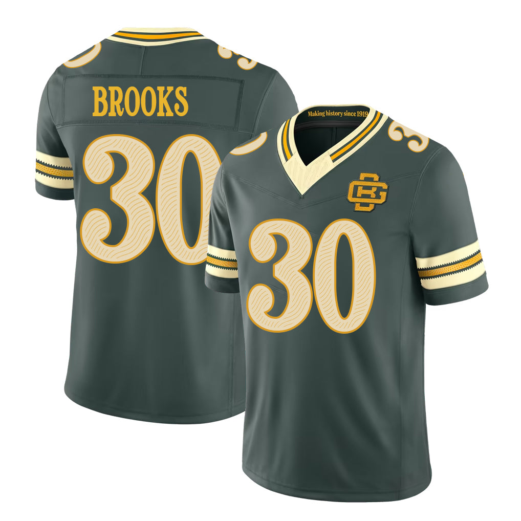 Green Bay #30 Brooks Player Football V Neck Short Sleeve Green Jersey Chris For Men Youth Women Gift