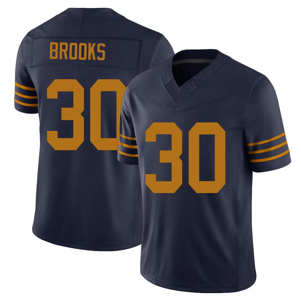 Green Bay #30 Brooks Player Football V Neck Short Sleeve Navy Jersey Chris For Men Youth Women Gift