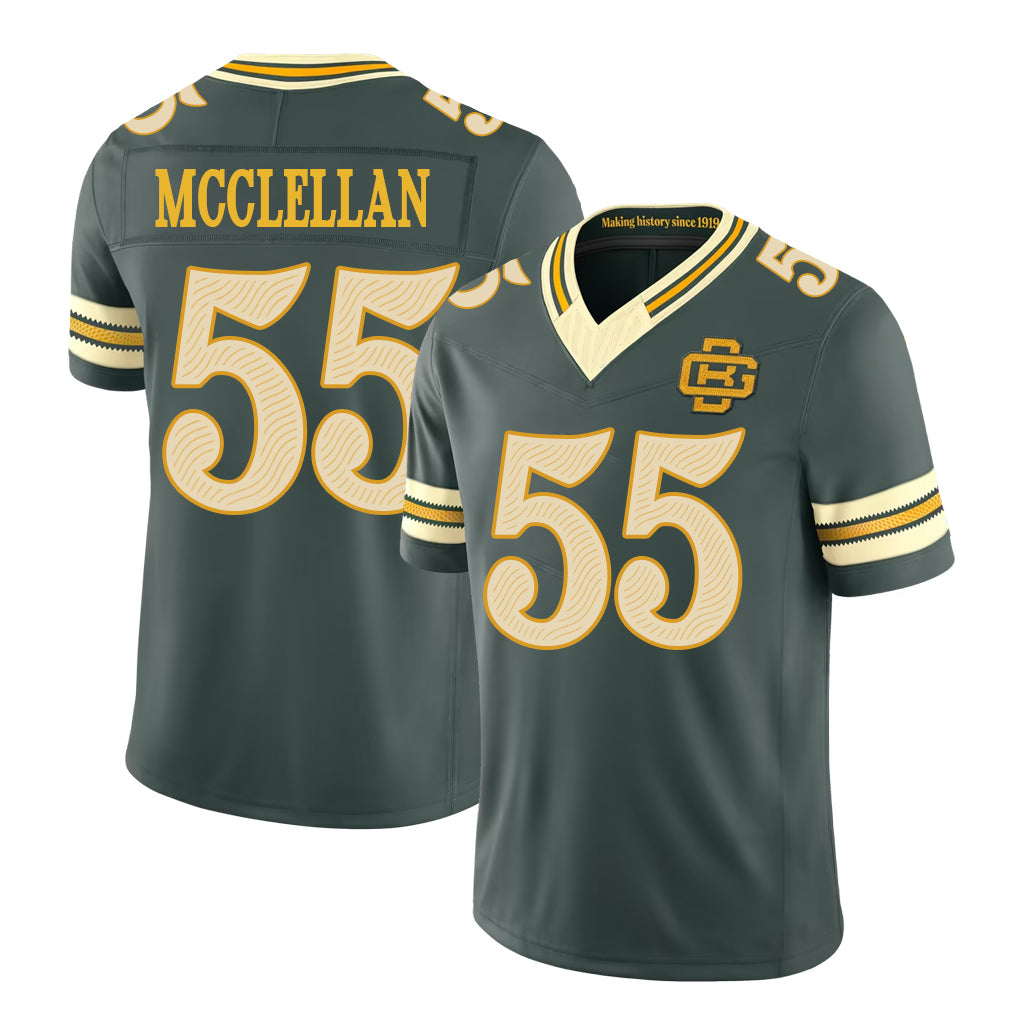 Green Bay #55 McClellan Player Football V Neck Short Sleeve Green Jersey Chris For Men Youth Women Gift