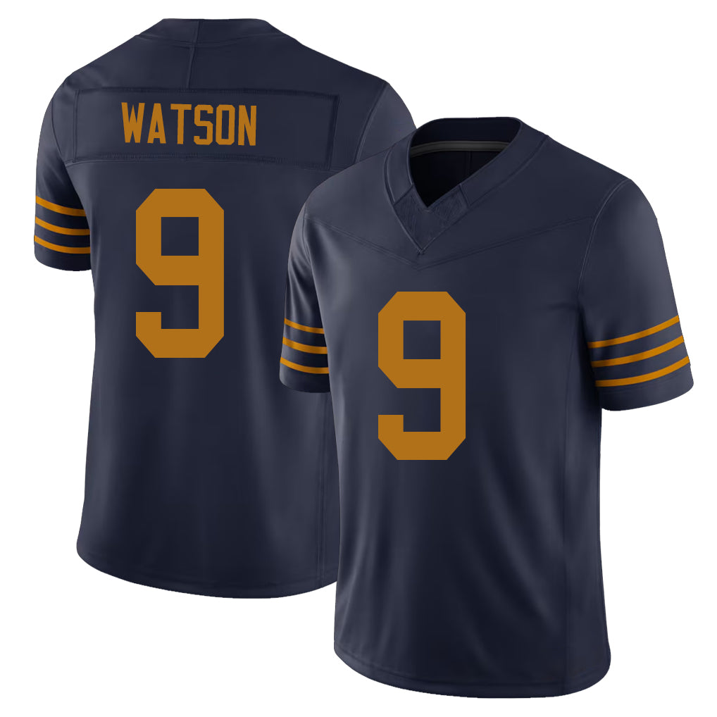 Green Bay #9 Watson Player Football V Neck Short Sleeve Navy Jersey Christian For Men Youth Women Gift