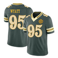 Green Bay #95 Wyatt Player Football V Neck Short Sleeve Green Jersey Devonte For Men Youth Women Gift