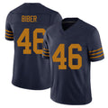 Green Bay #46 Biber Player Football V Neck Short Sleeve Navy Jersey Drew For Men Youth Women Gift