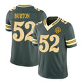 Green Bay #52 Burton Player Football V Neck Short Sleeve Green Jersey Jager For Men Youth Women Gift