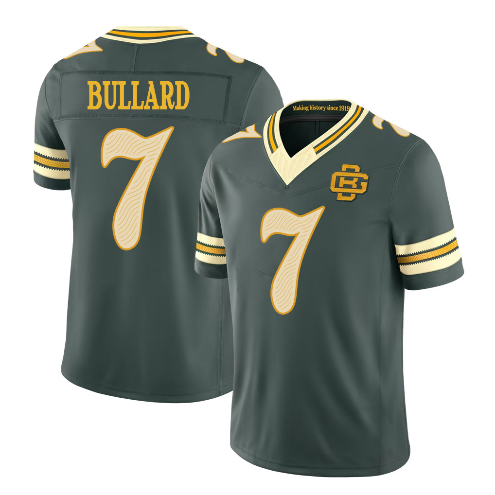 Green Bay #7 Bullard Player Football V Neck Short Sleeve Green Jersey Javon For Men Youth Women Gift