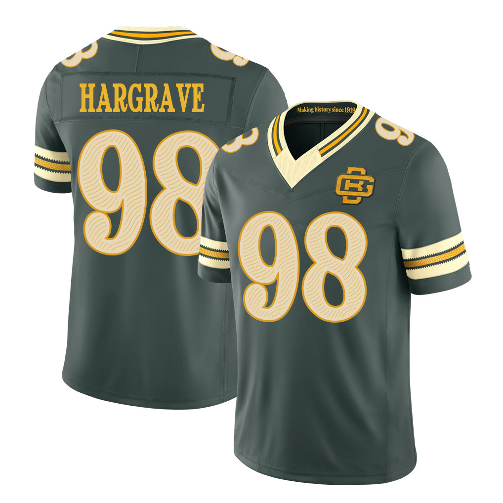 Green Bay #98 Hargrave Player Football V Neck Short Sleeve Green Jersey Javon For Men Youth Women Gift