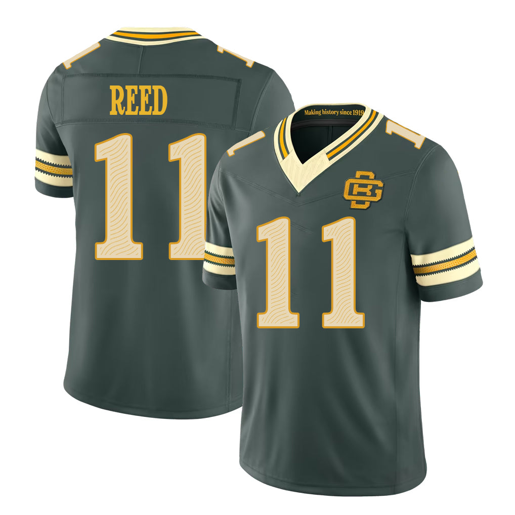 Green Bay #11 Reed Player Football V Neck Short Sleeve Green Jersey Jayden For Men Youth Women Gift
