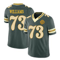 Green Bay #73 Williams Player Football V Neck Short Sleeve Green Jersey John For Men Youth Women Gift