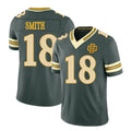 Green Bay #18 Smith Player Football V Neck Short Sleeve Green Jersey Jonnu For Men Youth Women Gift