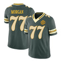Green Bay #77 Morgan Player Football V Neck Short Sleeve Green Jersey Jordan For Men Youth Women Gift