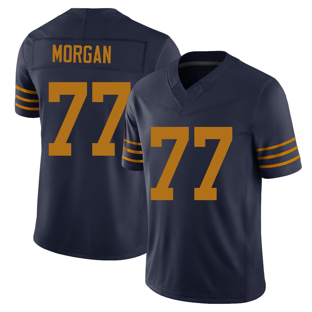 Green Bay #77 Morgan Player Football V Neck Short Sleeve Navy Jersey Jordan For Men Youth Women Gift