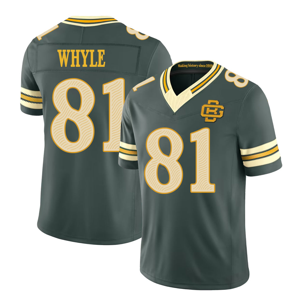 Green Bay #81 Whyle Player Football V Neck Short Sleeve Green Jersey Josh For Men Youth Women Gift