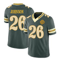Green Bay #26 Johnson Player Football V Neck Short Sleeve Green Jersey Kaleb For Men Youth Women Gift