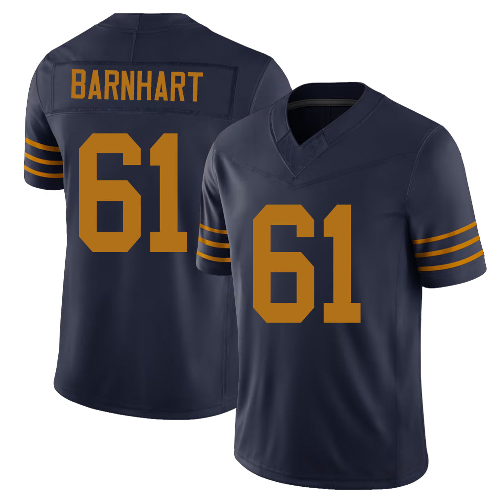 Green Bay #61 Barnhart Player Football V Neck Short Sleeve Navy Jersey Karsen For Men Youth Women Gift