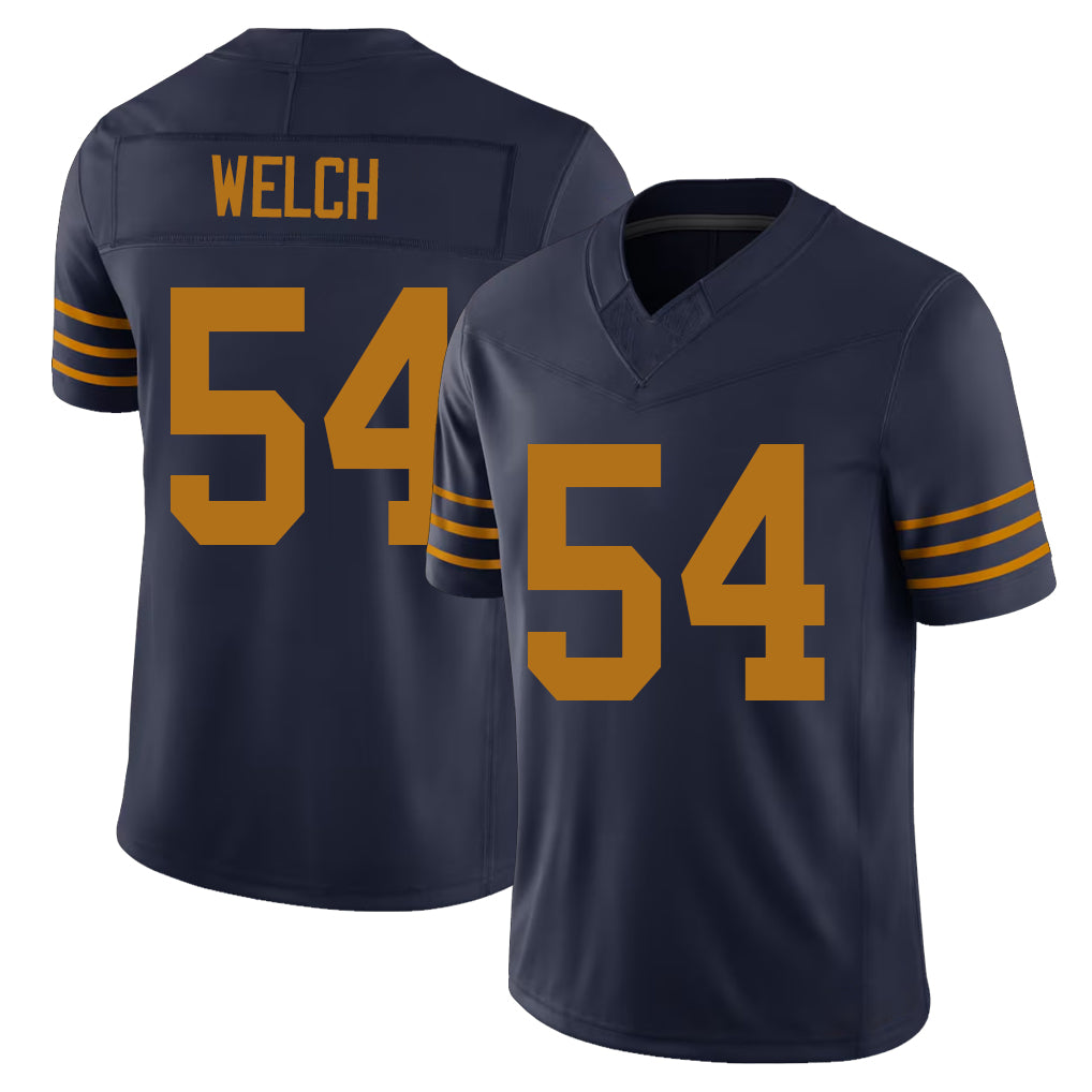 Green Bay #54 Welch Player Football V Neck Short Sleeve Navy Jersey Kristian For Men Youth Women Gift