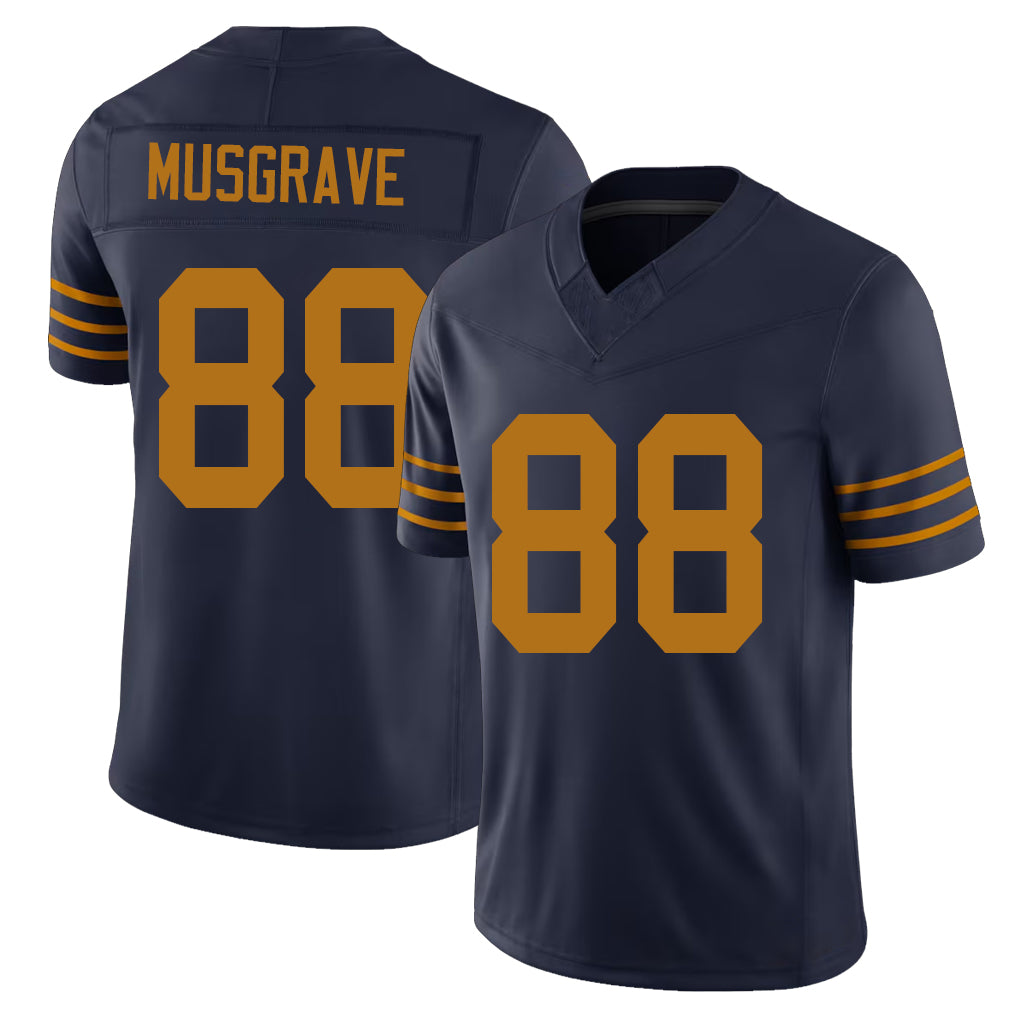 Green Bay #88 Musgrave Player Football V Neck Short Sleeve Navy Jersey Luke For Men Youth Women Gift