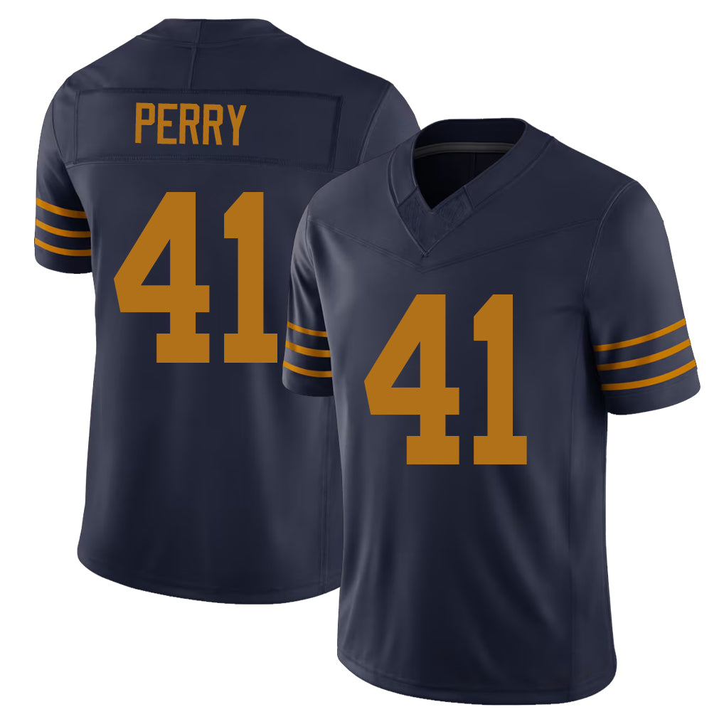 Green Bay #41 Perry Player Football V Neck Short Sleeve Navy Jersey Mark For Men Youth Women Gift