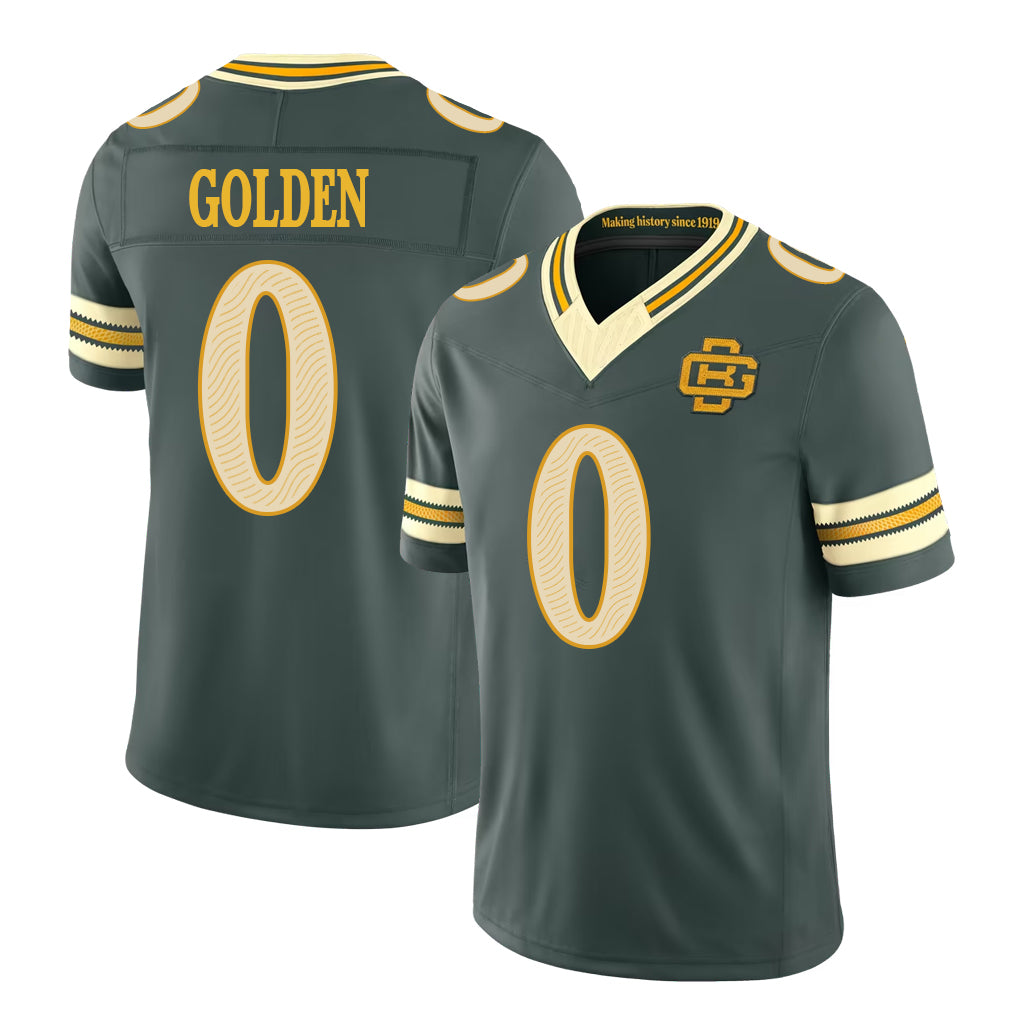 Green Bay #0 Golden Player Football V Neck Short Sleeve Green Jersey Matthew For Men Youth Women Gift