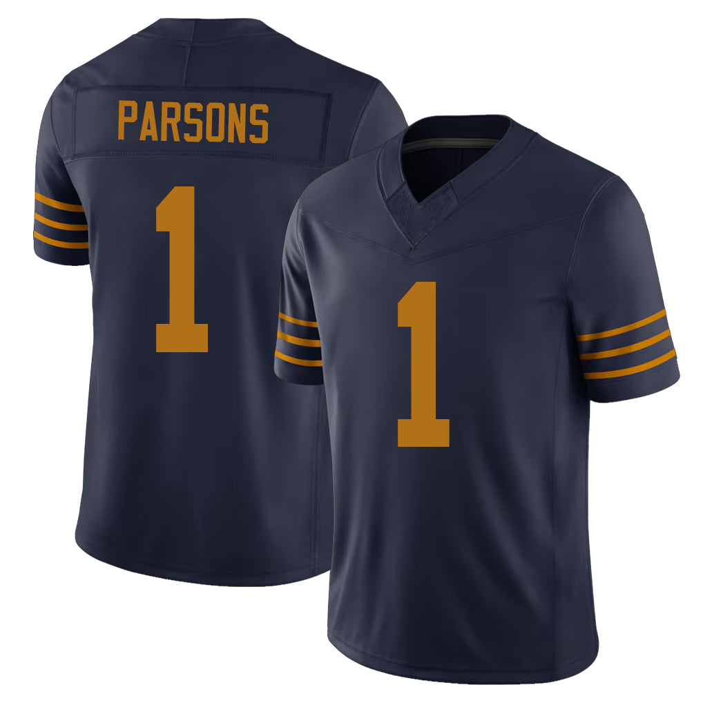 Green Bay #1 Parsons Player Football V Neck Short Sleeve Navy Jersey Micah For Men Youth Women Gift
