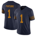 Green Bay #1 Parsons Player Football V Neck Short Sleeve Navy Jersey Micah For Men Youth Women Gift