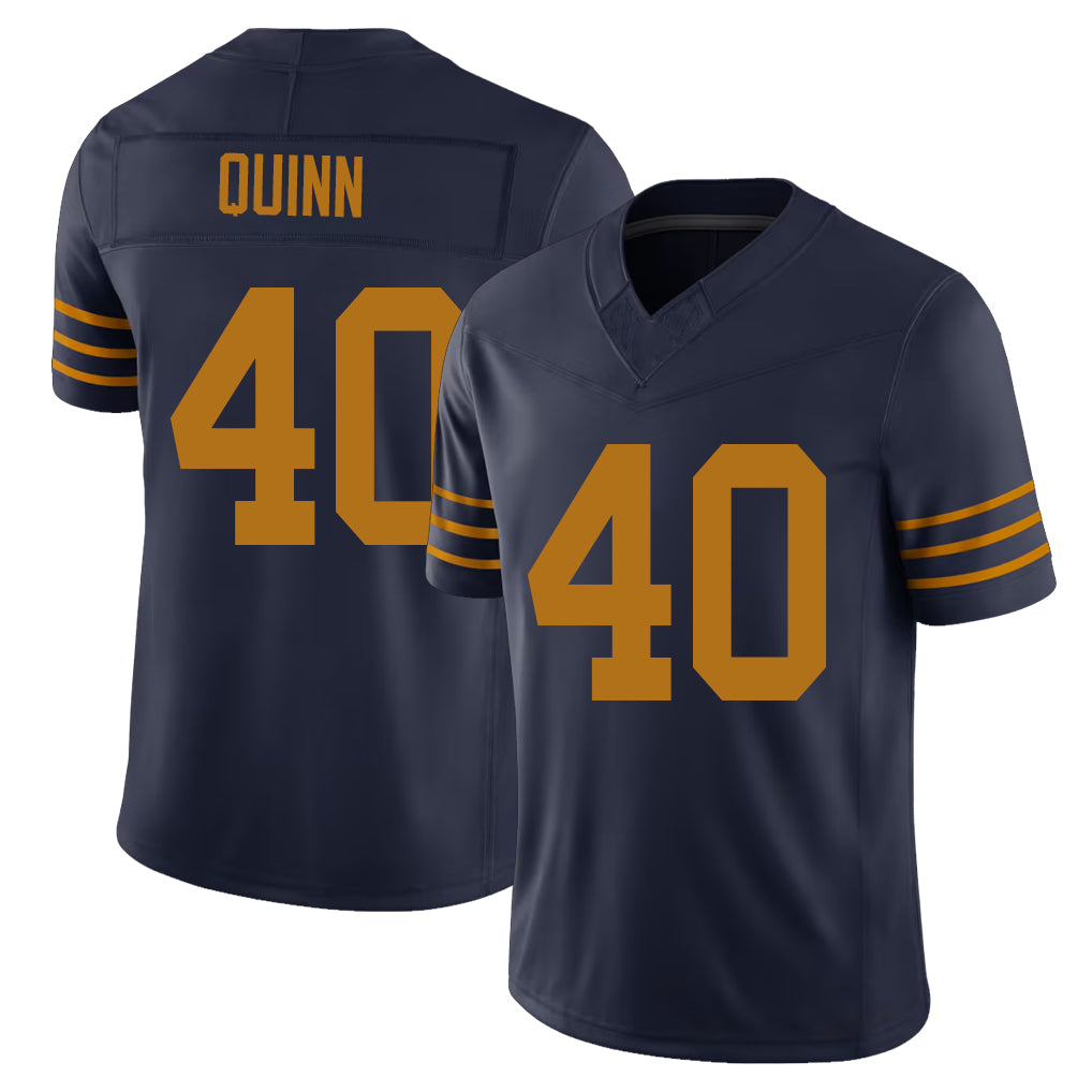 Green Bay #40 Quinn Player Football V Neck Short Sleeve Navy Jersey TJ For Men Youth Women Gift