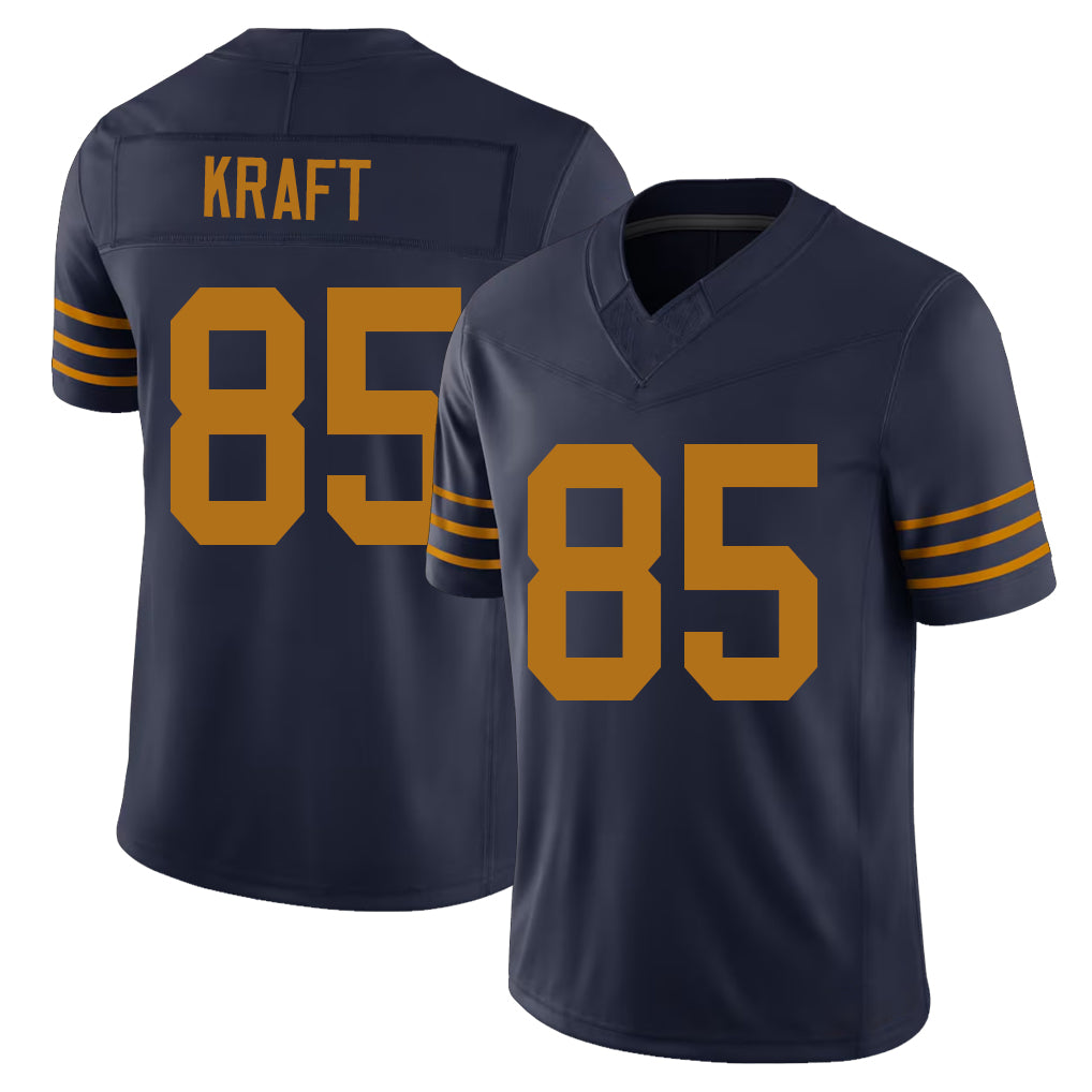 Green Bay #85 Kraft Player Football V Neck Short Sleeve Navy Jersey Tucker For Men Youth Women Gift
