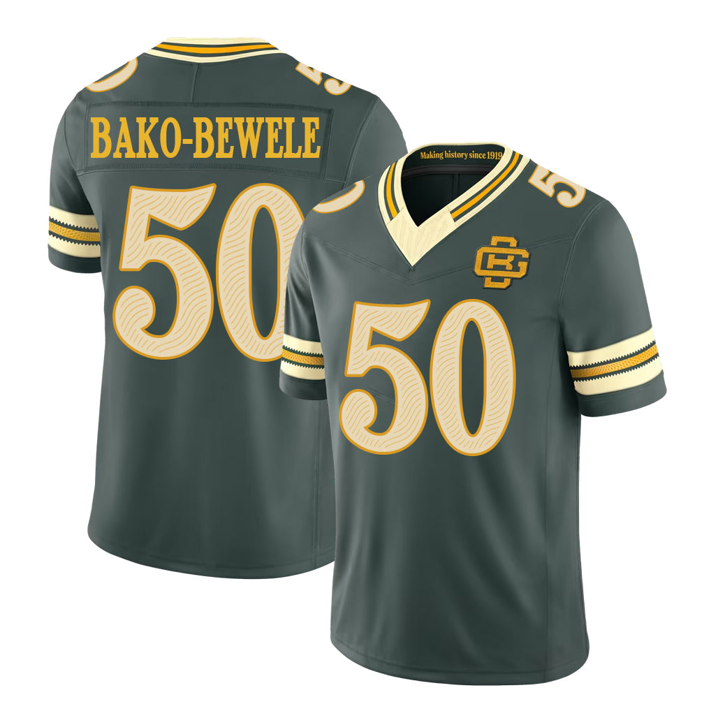 Green Bay #50 Bako-Bewele Player Football V Neck Short Sleeve Green Jersey Zach For Men Youth Women Gift