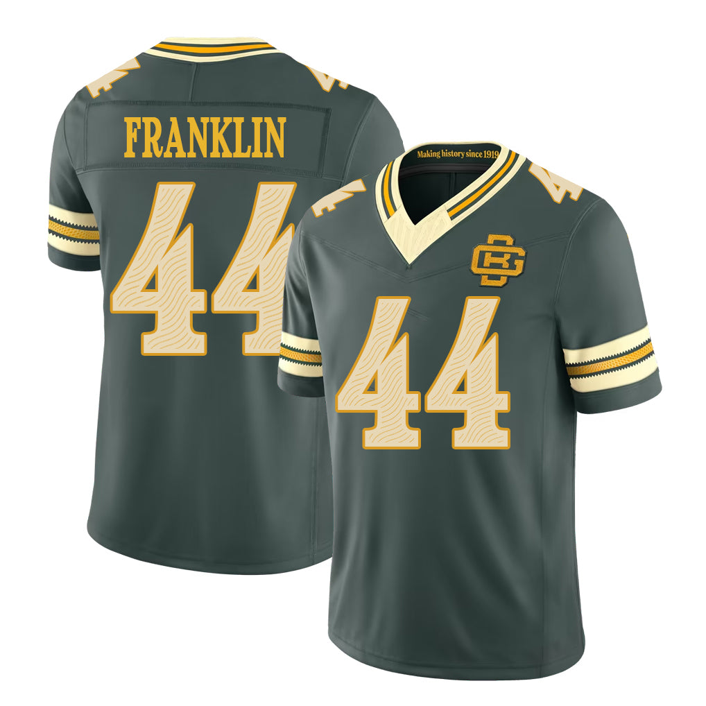 Green Bay #44 Franklin Player Football V Neck Short Sleeve Green Jersey Zaire For Men Youth Women Gift