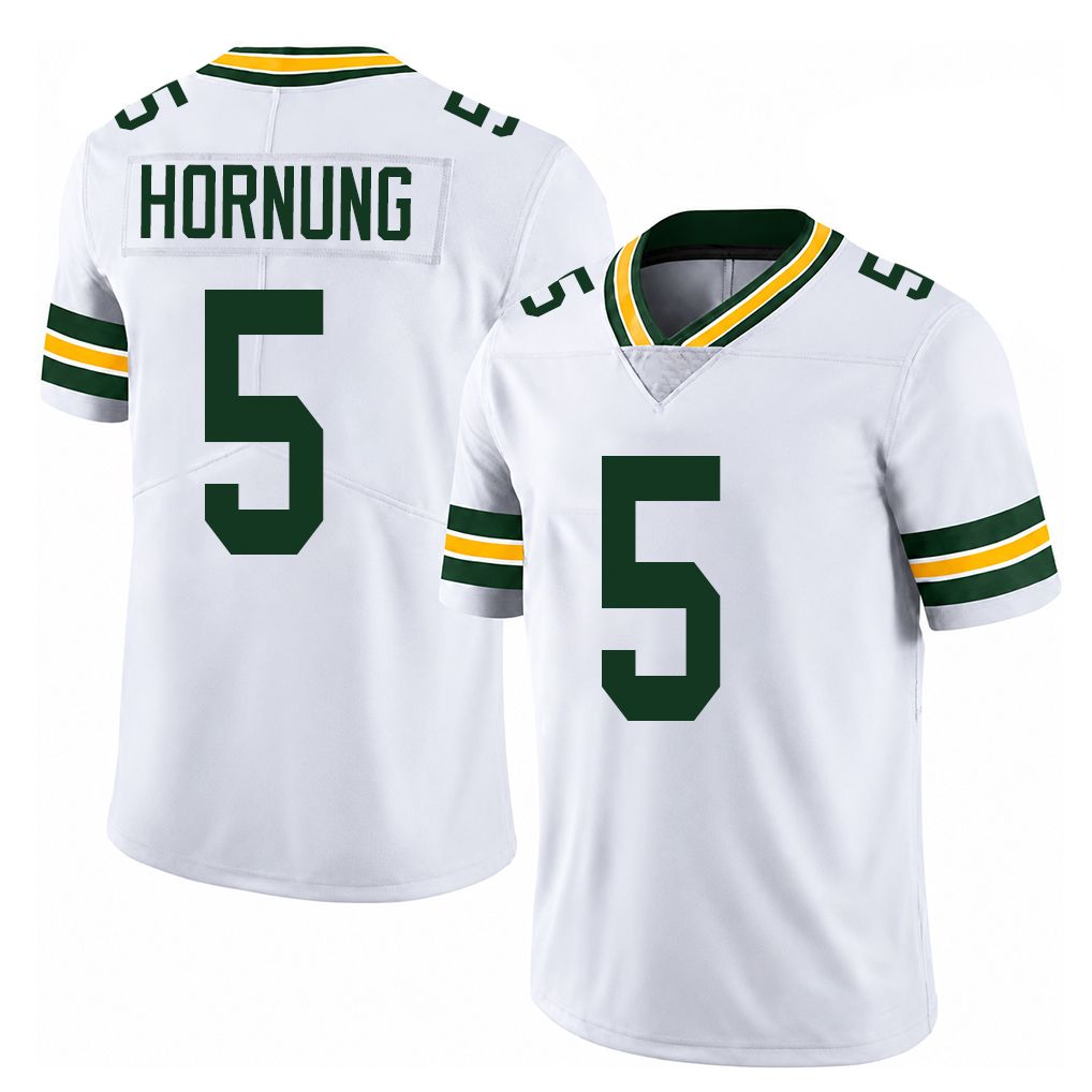 Green Bay #5 Hornung Player Football V Neck Short Sleeve White Jersey Paul For Men Youth Women Gift