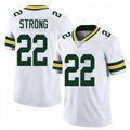 Green Bay #22 Strong Player Football V Neck Short Sleeve White Jersey Pierre For Men Youth Women Gift