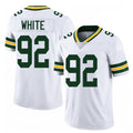 Green Bay #92 White Player Football V Neck Short Sleeve White Jersey Reggie For Men Youth Women Gift