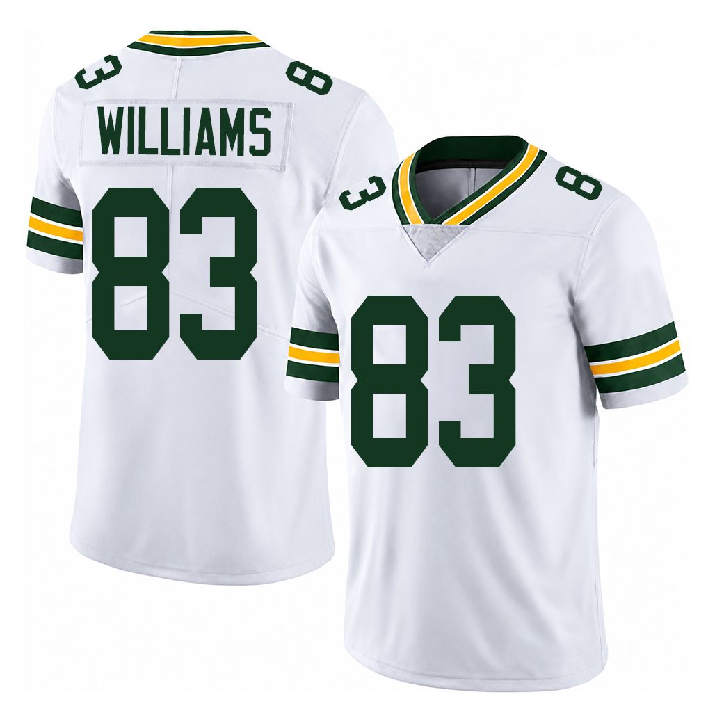 Green Bay #83 Williams Player Football V Neck Short Sleeve White Jersey Savion For Men Youth Women Gift
