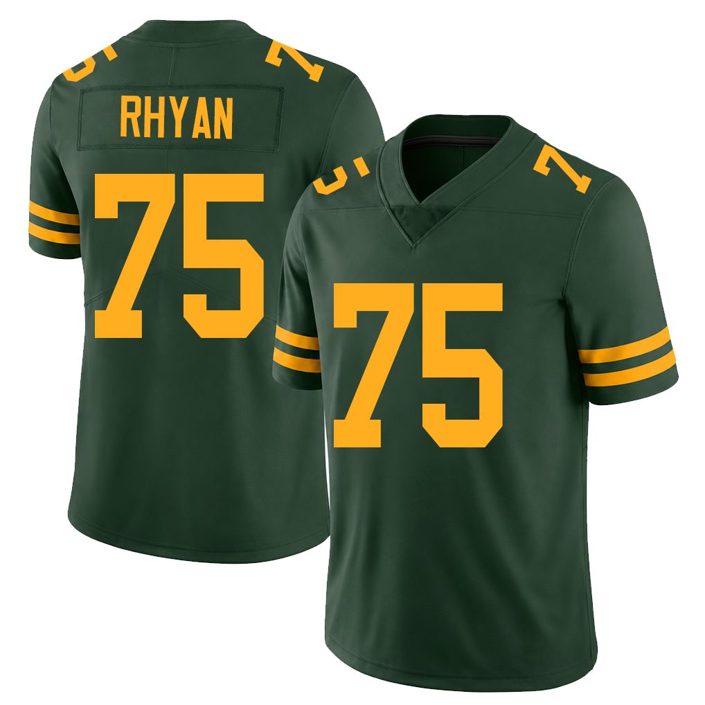 Green Bay #75 Rhyan Player Football V Neck Short Sleeve Jersey Green Sean For Men Youth Women Gift