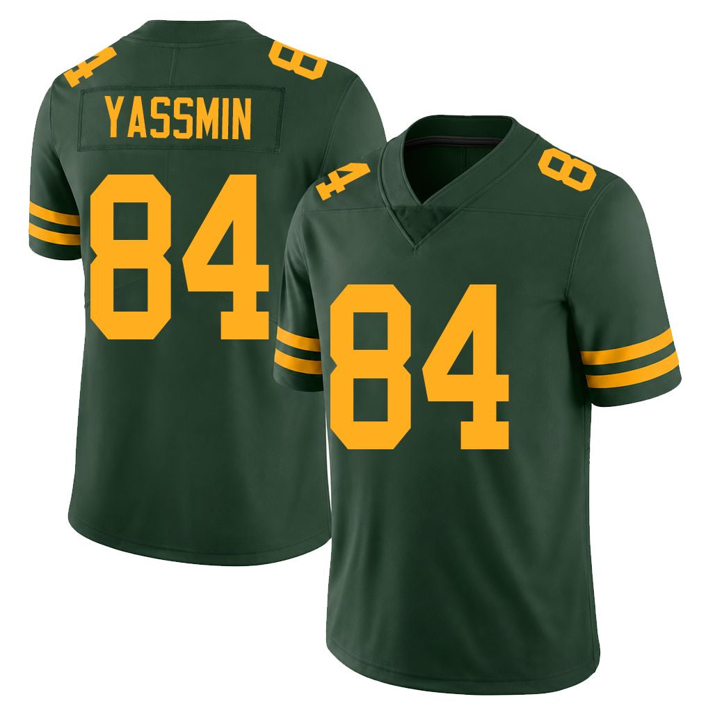 Green Bay #84 Yassmin Player Football V Neck Short Sleeve Jersey Green Thomas For Men Youth Women Gift
