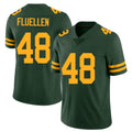 Green Bay #48 Fluellen Player Football V Neck Short Sleeve Jersey Green Tra For Men Youth Women Gift