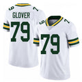 Green Bay #79 Glover Player Football V Neck Short Sleeve White Jersey Travis For Men Youth Women Gift