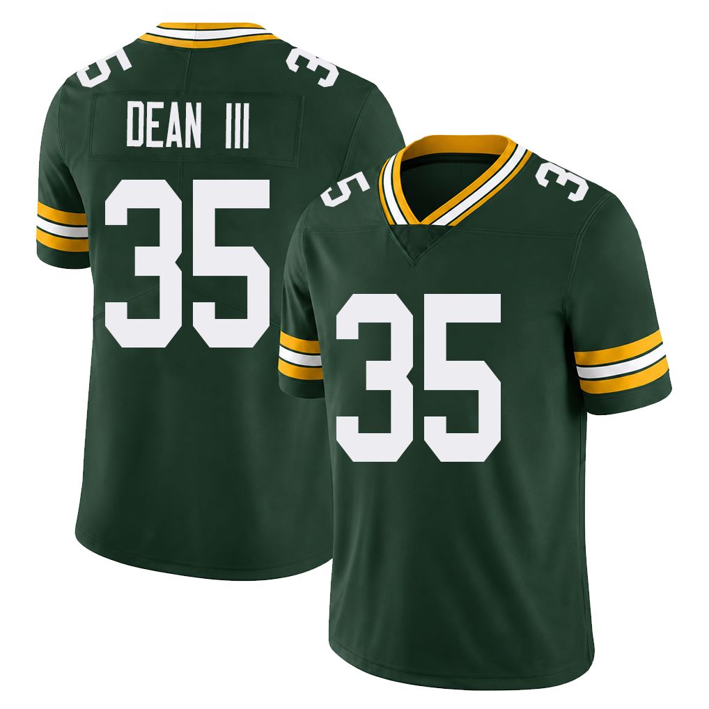 Green Bay #35 Dean III Player Football V Neck Short Sleeve Green Jersey Trey For Men Youth Women Gift
