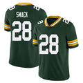 Green Bay #28 Smack Player Football V Neck Short Sleeve Green Jersey Trey For Men Youth Women Gift