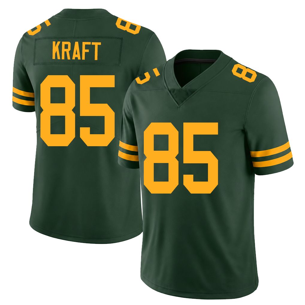 Green Bay #85 Kraft Player Football V Neck Short Sleeve Jersey Green Tucker For Men Youth Women Gift