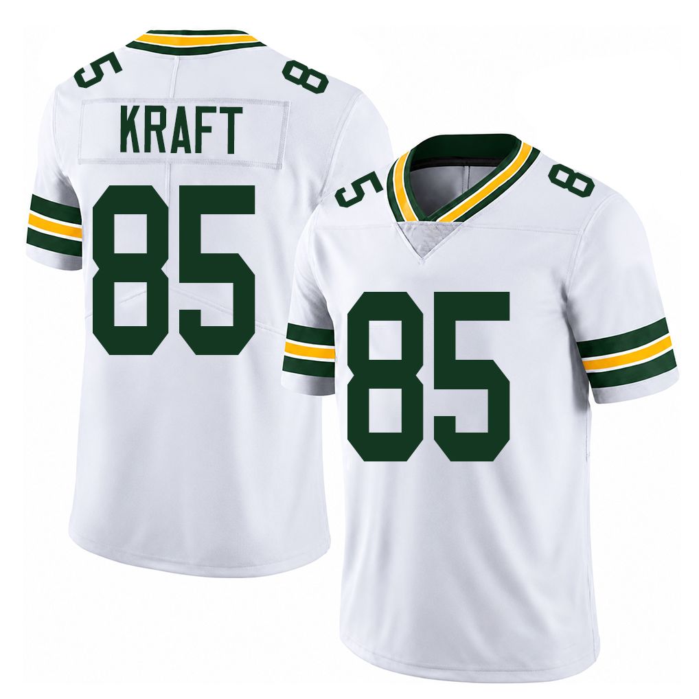 Green Bay #85 Kraft Player Football V Neck Short Sleeve White Jersey Tucker For Men Youth Women Gift