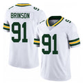 Green Bay #91 Brinson Player Football V Neck Short Sleeve White Jersey Warren For Men Youth Women Gift